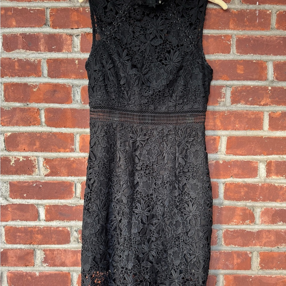 Bardot Black Floral Lace Mini Dress